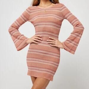 L*Space Waloma Striped Knit Tunic Mini Dress Small NEW